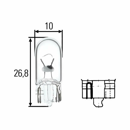 Лампа автомобильная накаливания W5W, 12V, 5Вт, W2.1x9.5d, HELLA - 1 шт - Артикул 8GP003594121_HEL