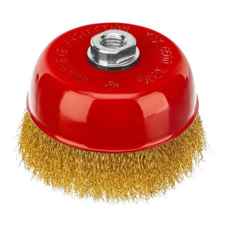 Щетка для УШМ, 125 мм, М14, &quot;чашка&quot;, латунированная витая проволока - Артикул 7460611
