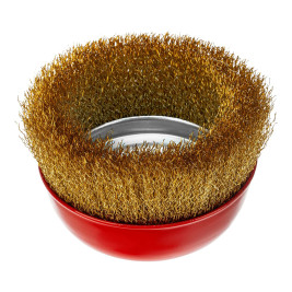 Щетка для УШМ, 125 мм, М14, &quot;чашка&quot;, латунированная витая проволока