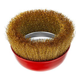 Щетка для УШМ, 125 мм, М14, &quot;чашка&quot;, латунированная витая проволока