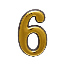 Цифра дверная 6, пластик, золото