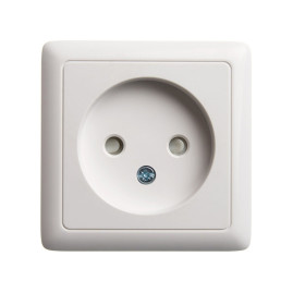 Розетка 1 ОП без з/к со шторками изол. пластина 10А Хит белая