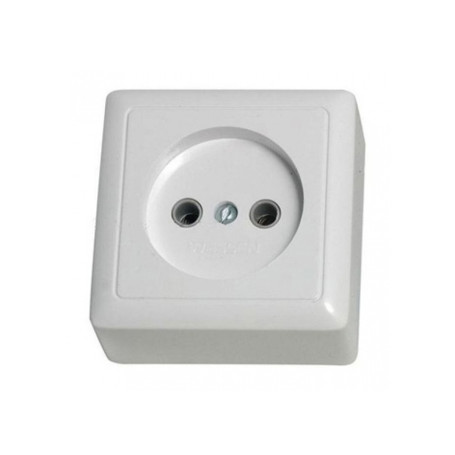 Розетка 1 ОП без з/к со шторками изол. пластина 10А Хит белая - Артикул RA10-137I-B