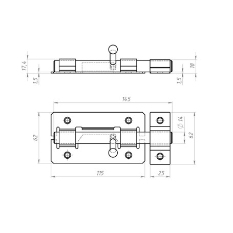Задвижка дверная ЗД-01, цинк - Артикул 9150611