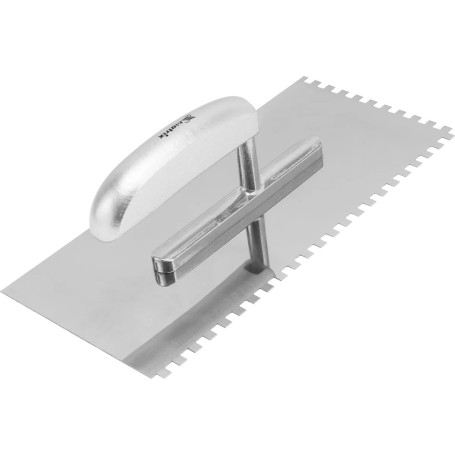 Гладилка из нержавеющей стали, 280 x 130 мм, деревянная ручка, зуб 8 x 8 мм - Артикул 8673911