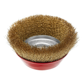 Щетка для УШМ, 150 мм, М14, &quot;чашка&quot;, латунированная витая проволока