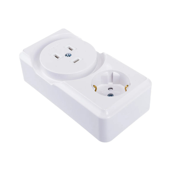 Розетка 2-ая для электроплит 32А+силовая 16А открытой установки - Артикул БРА32-016