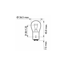 Лампа автомобильная накаливания P21/5W, 12V, 21/5Вт, BAY15d, PHILIPS - 2 шт