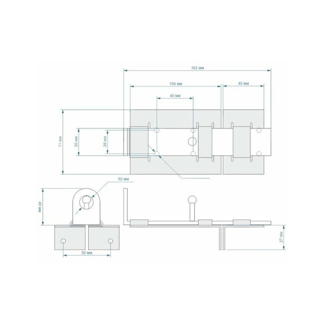 Задвижка дверная ЗД-04, цинк - Артикул 9150811