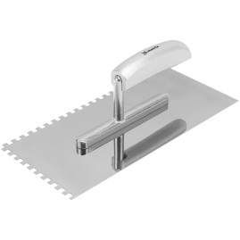 Гладилка из нержавеющей стали, 280 х 130 мм, деревянная ручка, зуб 6 х 6 мм