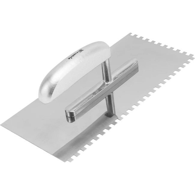 Гладилка из нержавеющей стали, 280 х 130 мм, деревянная ручка, зуб 6 х 6 мм - Артикул 8673711 Гладилка из нержавеющей стали, 280 х 130 мм, деревянная ручка, зуб 6 х 6 мм - Артикул 8673711