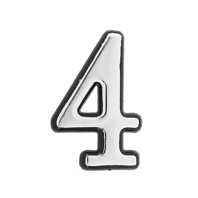 Цифра дверная 4, пластик, хром - Артикул 509511 Цифра дверная 4, пластик, хром - Артикул 509511