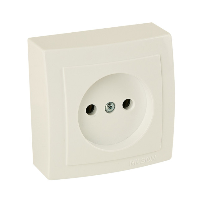 Розетка без заземления открытой проводки цвет Бежевый NILSON - Артикул 26121015 Розетка без заземления открытой проводки цвет Бежевый NILSON - Артикул 26121015
