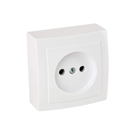 Розетка без заземления открытой проводки цвет Белый NILSON - Артикул 26111015