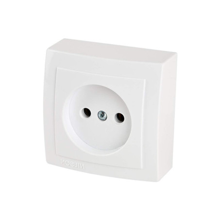 Розетка без заземления открытой проводки цвет Белый NILSON - Артикул 26111015