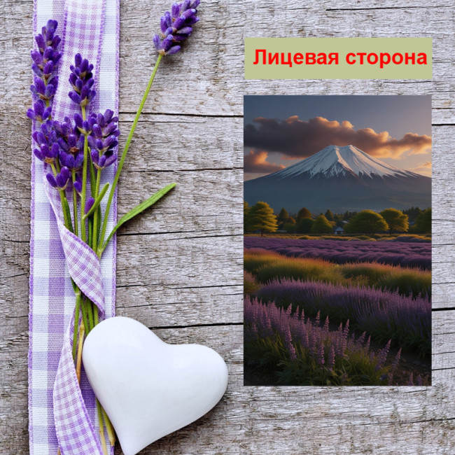 Мини открытка - карточка "Поле лаванды", бирка для подарков, односторонние, 20 шт - Артикул 210162