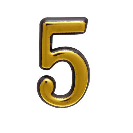 Цифра дверная 5, пластик, золото