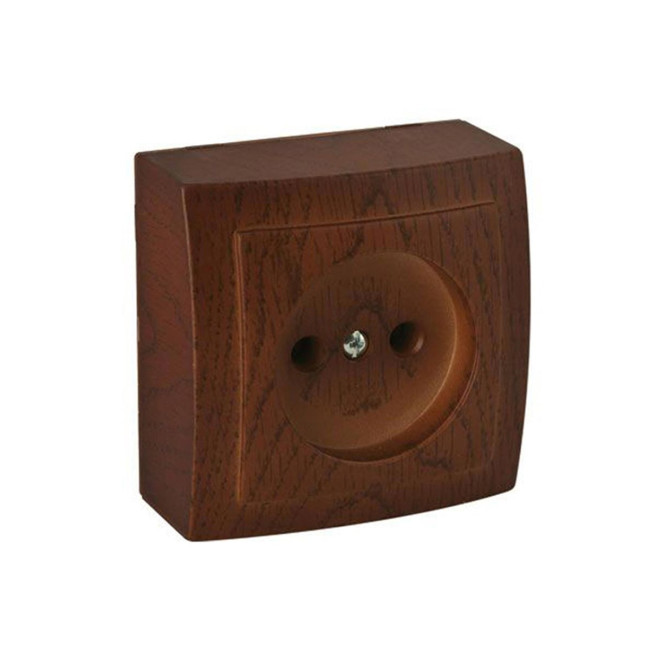 Розетка без заземления открытой проводки цвет Орех NILSON - Артикул 26271015