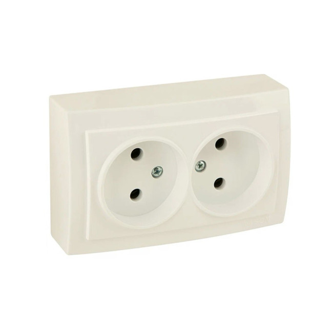 Розетка двойная без заземления открытой проводки цвет Бежевый NILSON - Артикул 26121024