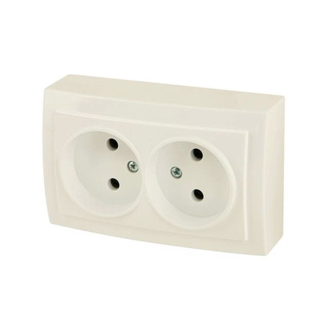 Розетка двойная без заземления открытой проводки цвет Бежевый NILSON - Артикул 26121024