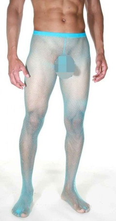 Мужские колготы в мелкую сетку с интимными вырезами - Артикул 366651
