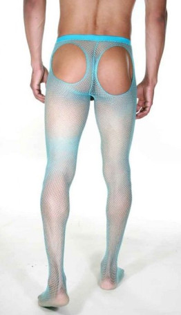 Мужские колготы в мелкую сетку с интимными вырезами - Артикул 366651