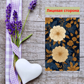 Мини открытка - карточка &quot;Белые цветы на синем фоне&quot;, бирка для подарков, односторонние, 20 шт