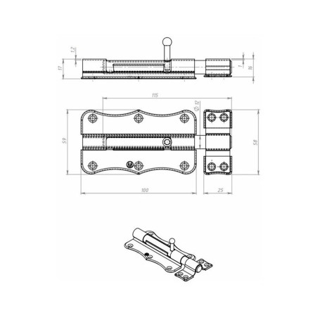Задвижка накладная ЗТ-2-100 - Артикул 9151711