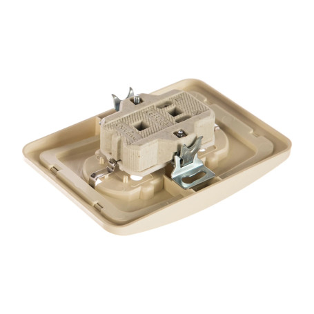 Розетка двухмесная &quot;universal&quot; серия &quot;лилия&quot; с/з, с/у, 16а, 220в, белая (еврослот) - Артикул Л0128