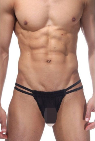 Мужские трусы-танга из полупрозрачной тянущейся ткани - Артикул 245149