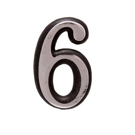 Цифра дверная 6, пластик, хром