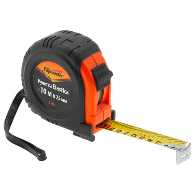 Рулетка Elastica, 10 м х 25 мм, обрезиненный корпус Sparta - Артикул 3131412 Рулетка Elastica, 10 м х 25 мм, обрезиненный корпус Sparta - Артикул 3131412