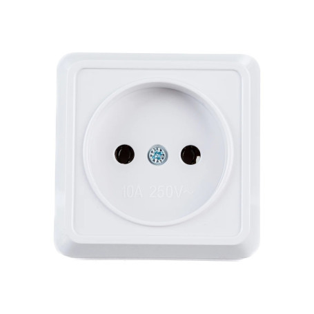 Розетка одномесная, без заземления, открытой установки, белая, 10А, IEK ОКТАВА, РС20-2-ОБ - Артикул ERO10-K01-10-DC