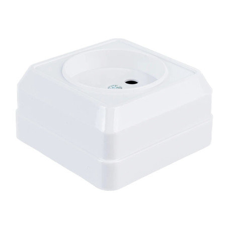 Розетка одномесная, без заземления, открытой установки, белая, 10А, IEK ОКТАВА, РС20-2-ОБ - Артикул ERO10-K01-10-DC