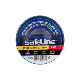 Изолента синяя 19 мм 20 м safeline