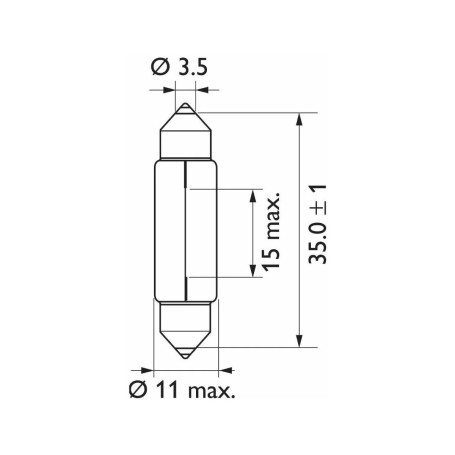 Лампа автомобильная накаливания C5W, 12V, 5Вт, SV8.5, L 35 мм, PHILIPS - 2 шт - Артикул 12844B2_PHI