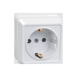 Розетка одномесная, с заземлением, открытой установки, белая, 16А, IEK ОКТАВА, РС20-3-ОБ