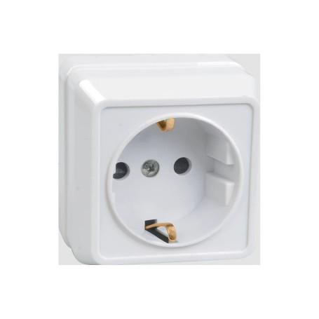 Розетка одномесная, с заземлением, открытой установки, белая, 16А, IEK ОКТАВА, РС20-3-ОБ - Артикул ERO11-K01-16-DC