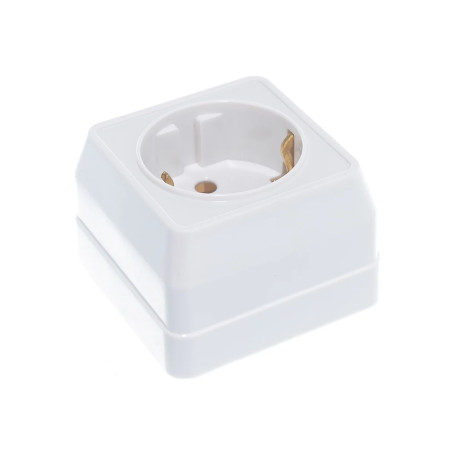 Розетка одномесная, с заземлением, открытой установки, белая, 16А, IEK ОКТАВА, РС20-3-ОБ - Артикул ERO11-K01-16-DC