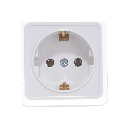 Розетка одномесная, с заземлением, открытой установки, белая, 16А, IEK ОКТАВА, РС20-3-ОБ - Артикул ERO11-K01-16-DC