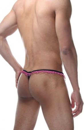 Пикантные мужские трусы-тонги с рюшами - Артикул 366668