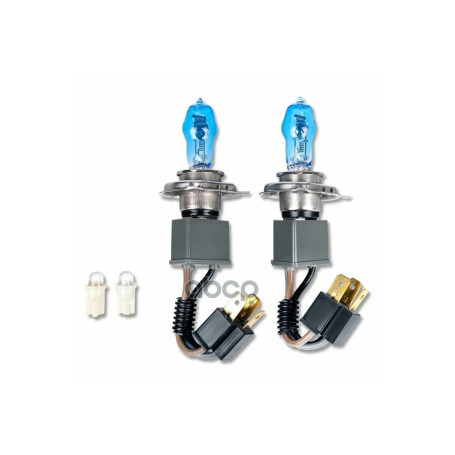 Лампа автомобильная газонаполненная H4, 12V, 75/85Вт, 6000К, +W5W ALFAS ALFAS Pure White AVS - 4 шт - Артикул A07244S_AV1