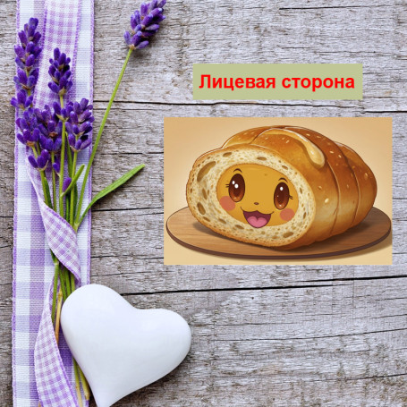 Мини открытка - карточка &quot;Радостный батон&quot;, бирка для подарков, односторонние, 20 шт - Артикул 210121