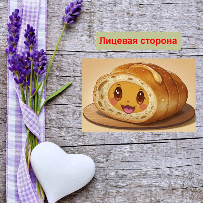 Мини открытка - карточка "Радостный батон", бирка для подарков, односторонние, 20 шт - Артикул 210121