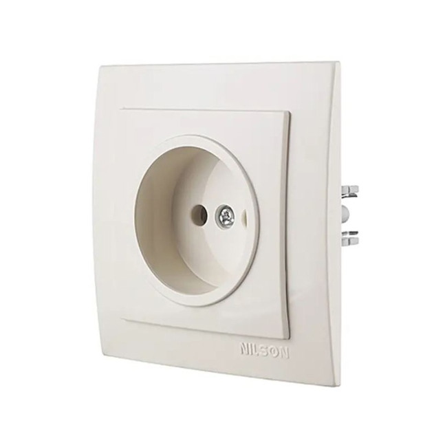 Розетка одноместная без заземления, бежевая Thema NILSON 24121015 - Артикул 24121015