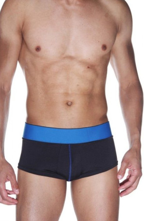 Черные трусы-хипсы на широком синем поясе - Артикул 414210