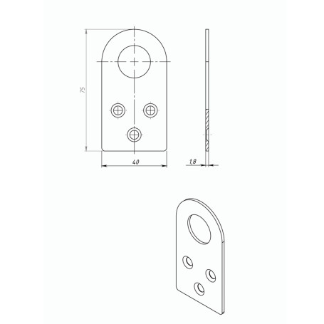 Проушина прямая, 2 мм, 75 х 40 мм, цинк Россия - Артикул 4650311