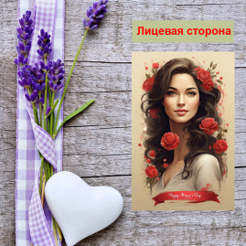 Мини открытка - карточка &quot;С женским днем&quot;, бирка для подарков, односторонние, 20 шт