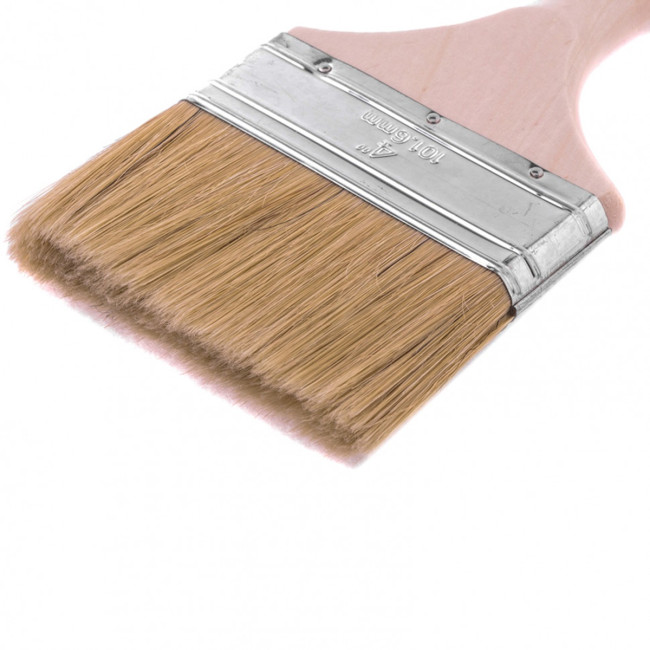 Кисть плоская, натуральная щетина, деревянная ручка 100 мм Euro - Артикул 8305711 Кисть плоская, натуральная щетина, деревянная ручка 100 мм Euro - Артикул 8305711