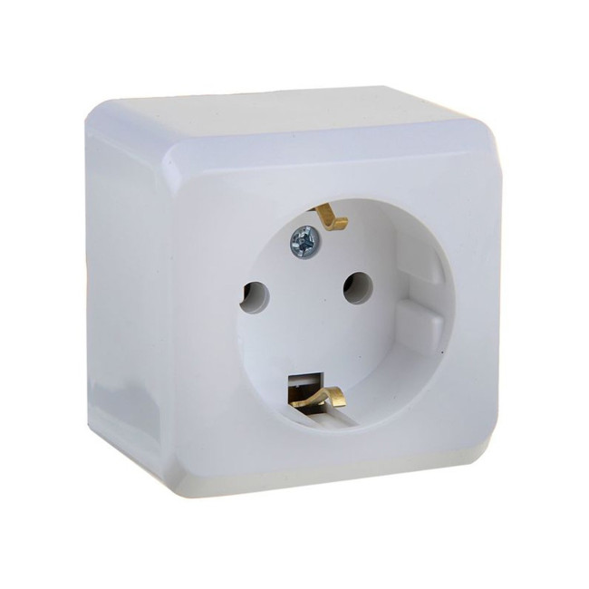 Розетка электрическая с заземлением Schneider Этюд (белый) - Артикул PA16-003B Розетка электрическая с заземлением Schneider Этюд (белый) - Артикул PA16-003B